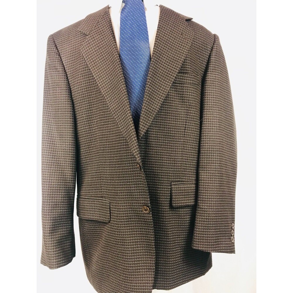 Bert Pulitzer Tweed Plaid Blazer Brown Sport Coat Jacket 40R